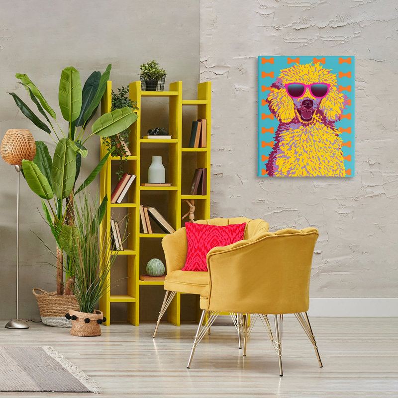 Toile rétro caniche, design par Marcus Prime, H 30 po x l 24 po