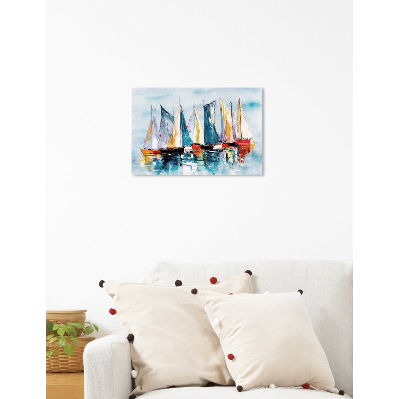 «Beautiful Boat Day» par Oliver Gal, reproduction d'art graphique sur toile, H 20 po x l 30 po x P 0,75 po, Toile tendue