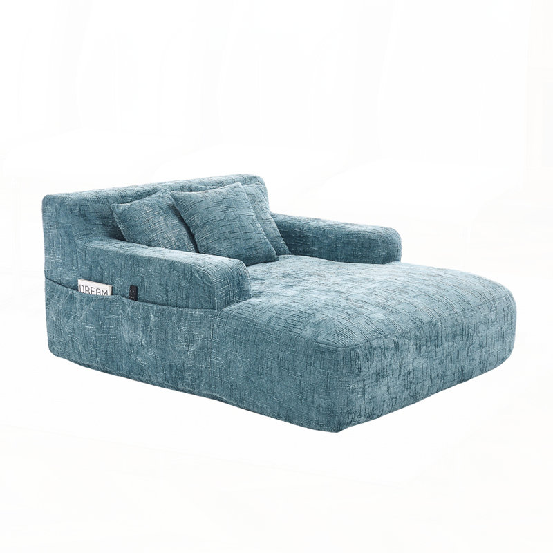 Canapé-lit Chenille, Chenille bleu menthe