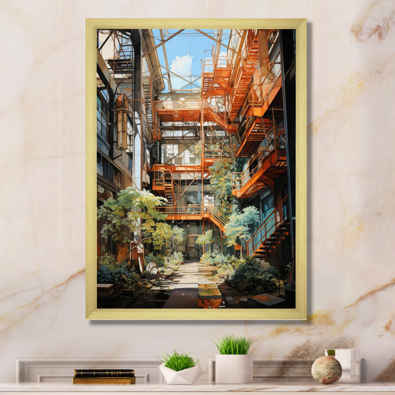 Gambrines Factories Industrial Harmony III, reproduction d'art sur toile, H 20 po x l 12 po x P 1 po, Encadrement doré