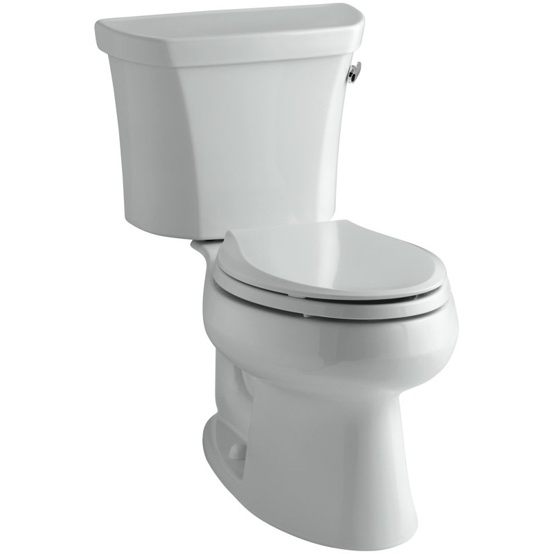 Wellworth 1.6 GPF Elongated Two-Piece Toilet (Seat Not Included), Ice Gray, Right-Hand