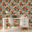 Papier peint adhésif peler et coller en PVC, revêtement mural auto-adhésif amovible avec imprimé léopard botanique de luxe, impression beige chaud, imperméable pour la décoration intérieure - Rouleau