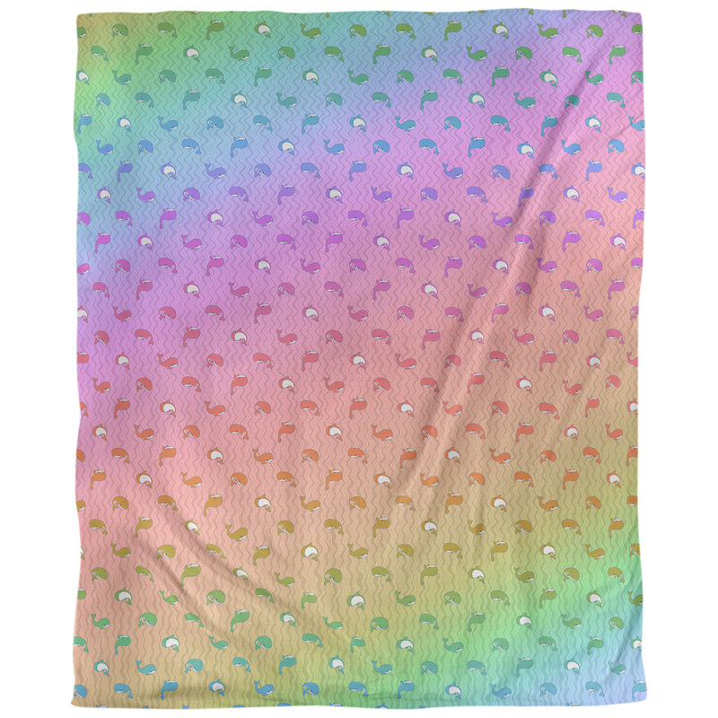 Tissu baleines, Mauve / Bleu, L 54 po x l 36 po, Lin naturel paloma