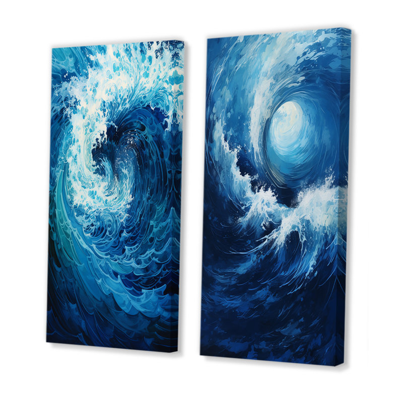 Ensemble de salon 2 pièces Puente - Abstract Spirals Wall Art, H 28 po x l 25 po, Toile tendue