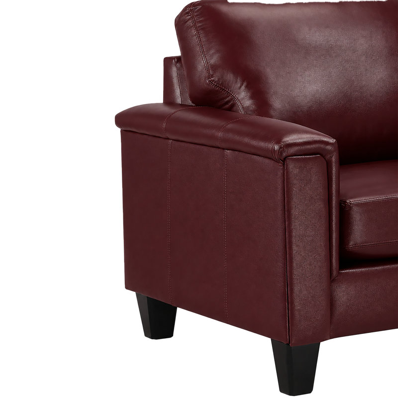 Ensemble de salon en cuir véritable 2 pièces Deboer, Cuir synthétique cerise