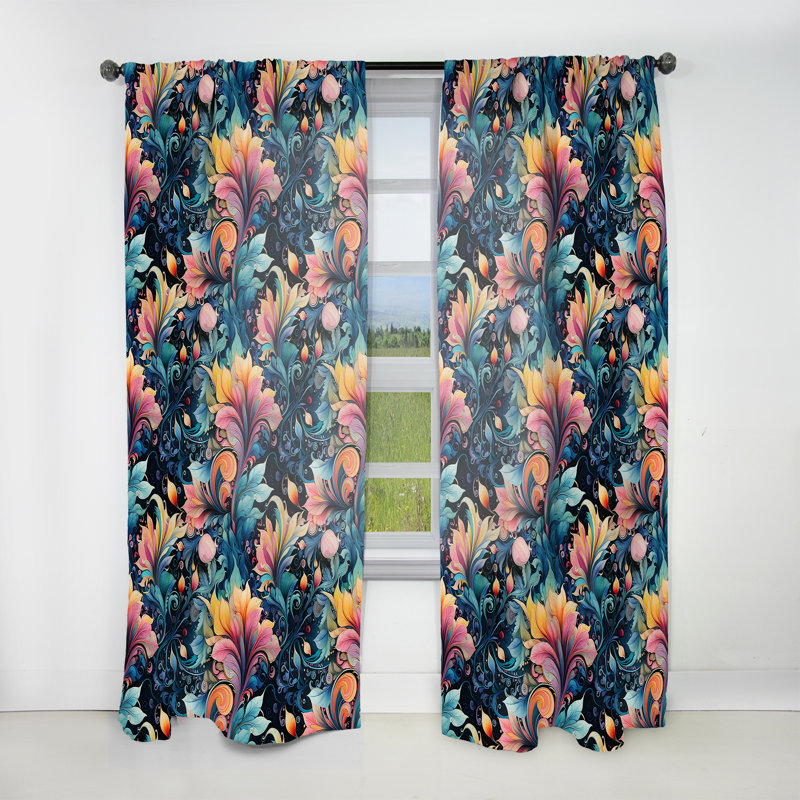 Motif cachemire Watercolor Dreams Paisley II - Rideau floral obscurcissant - 1 panneau, L 52 po x L 108 po