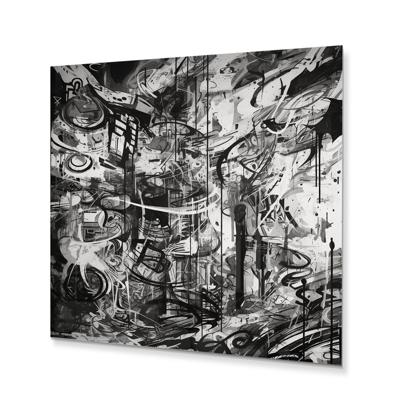 Arcanum Arcanum noir et blanc graffiti cosmique II, H 23 po x l 23 po x P 1 po