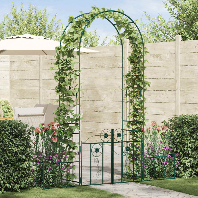 203cm W x 50cm D Steel Arbour, Green