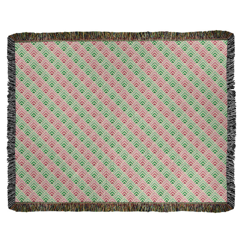 Couverture en coton tissé Katelyn Elizabeth, L 50 po x L 60 po, Rose/vert