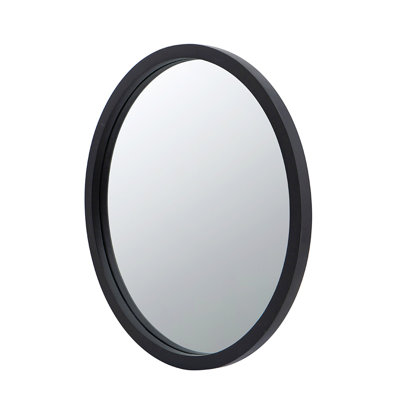 Wall Mirror With Wooden Frame, Round Mirror For Living Room Dining Room