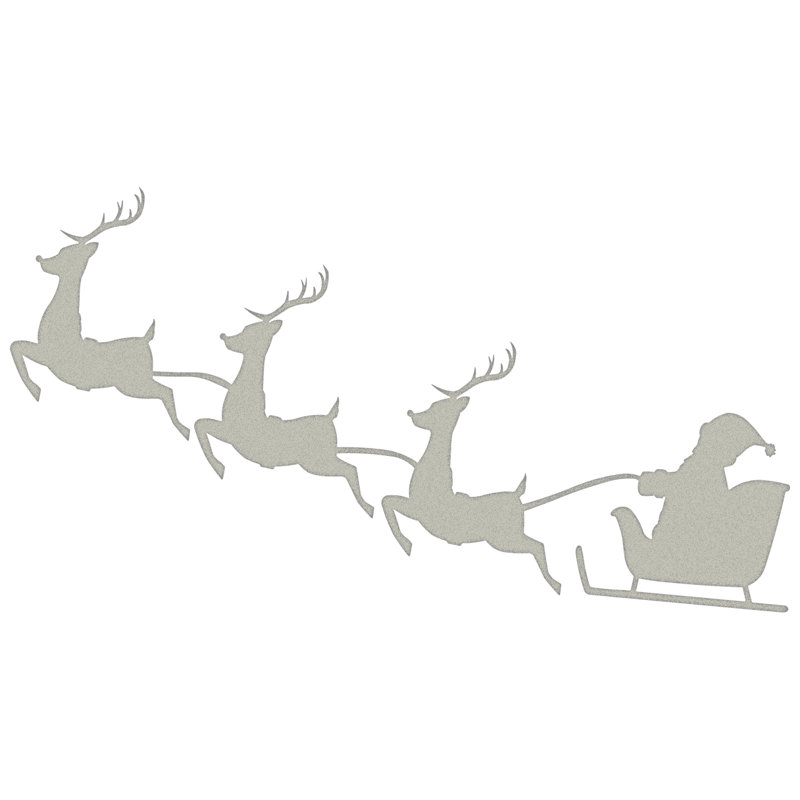 Décalcomanie murale noël renne père noël, H 22 po x l 40 po, Argent