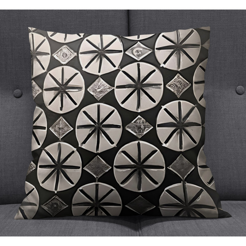 Throw Pillow With Insert, Black/Gray Abstract 3, 20"H x 20"W