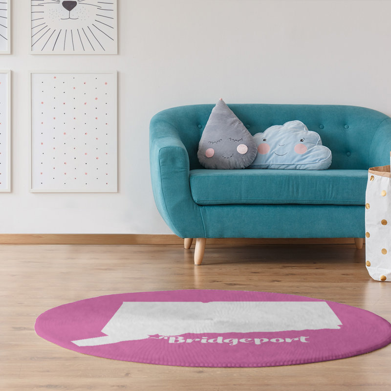 Tapis rose en poly-chenille bridgeport connecticut, Rond 5 pi