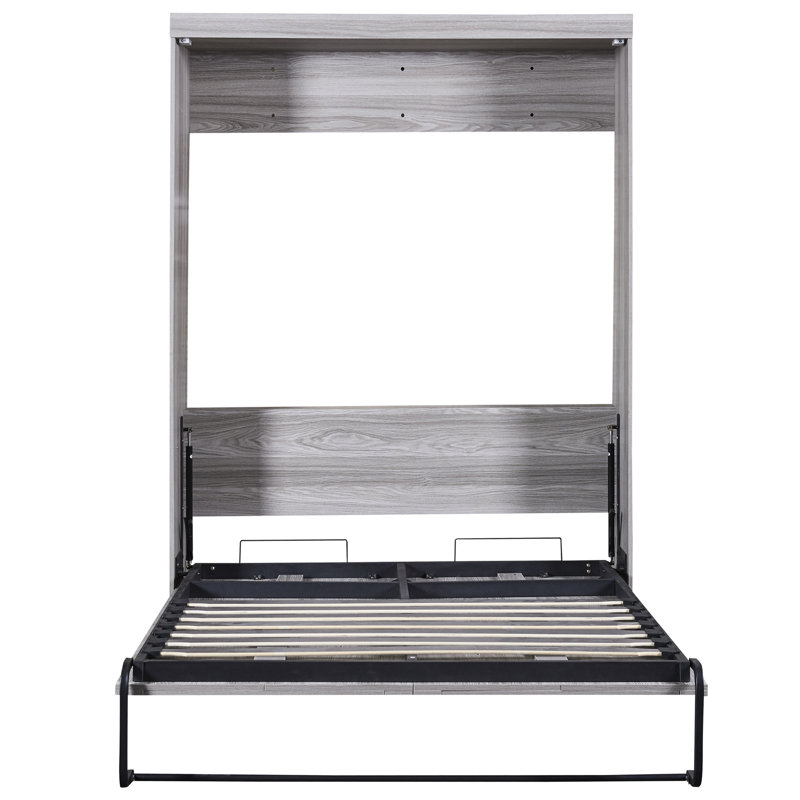 Lit double gris avec fonction d'armoire - et conception efficace en gris, option de solution convertible pratique