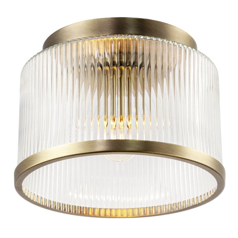 Glass Semi Flush Mount, Antique Brass