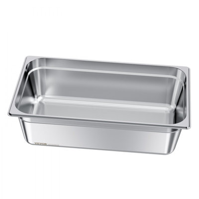 Poêle à vapeur en acier inoxydable pour hôtel, casserole à vapeur pleine grandeur pour table, 6 pouces de profondeur et anti-bourre
