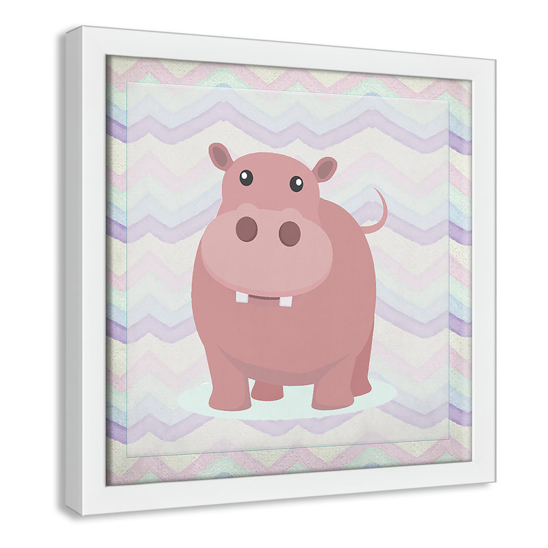Adhésif décoratif rose Hippo Time, Encadré de boîte argent, H 12 po x l 12 po x P 1,18 po