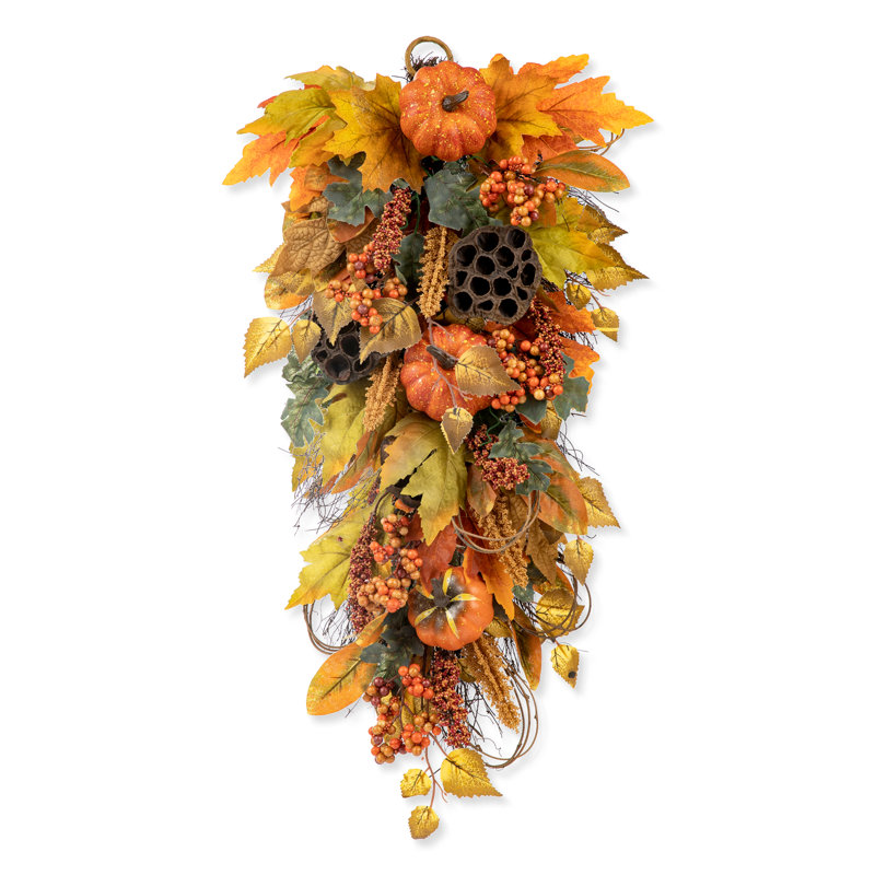 25"H Fall Pumpkin Leaf  Teardrop