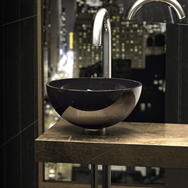 Lavabo de salle de bain vasque circulaire en cristal Emisfero, Noir