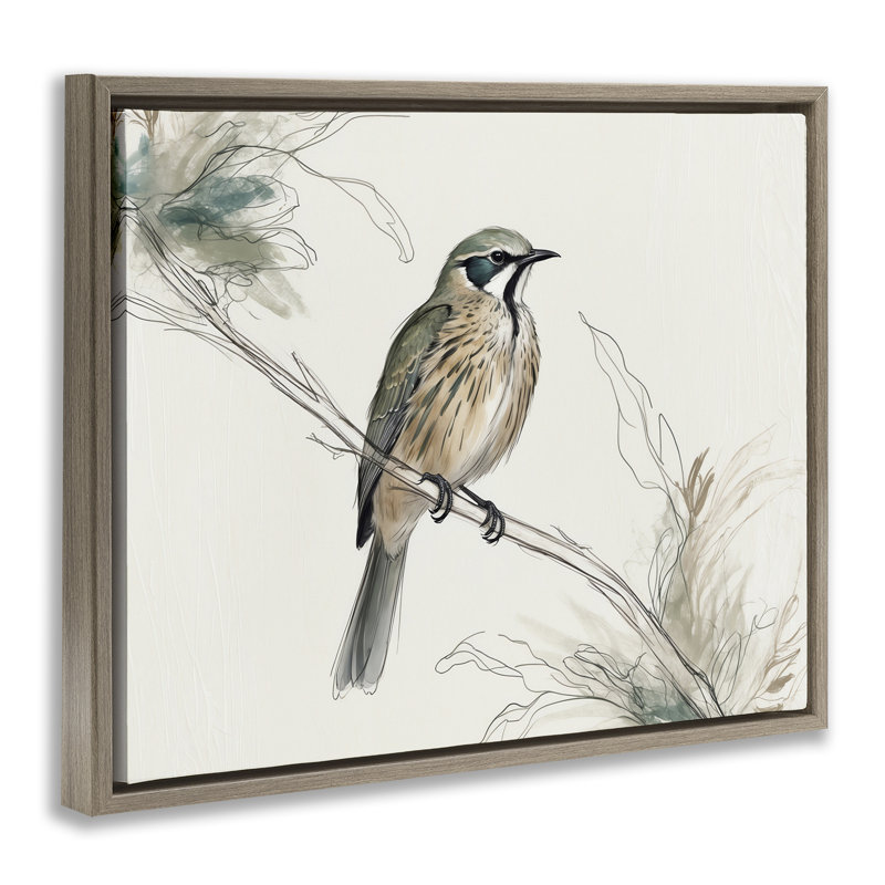 Cadre flottant illustré avec oiseaux sauvages, design par LSR Creative Studio, Cadre flottant orme Montalcino