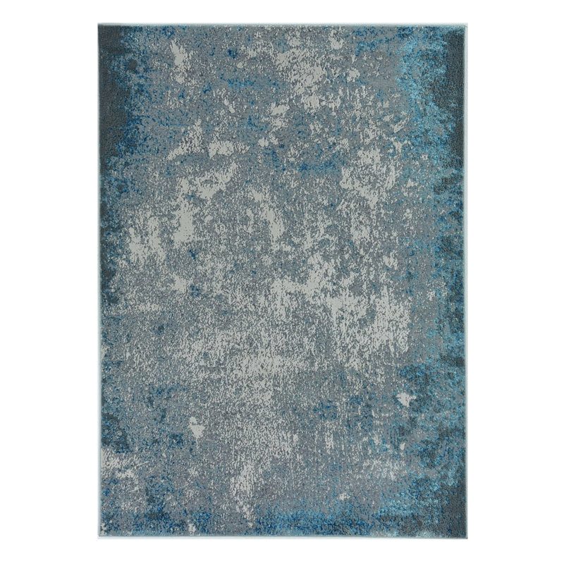 79 X 114 Silver Or  Blue Polypropylene Or Polyester Rug