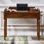 Bureau rectangulaire en bois massif brun noisette avec 2 tiroirs-1025105903