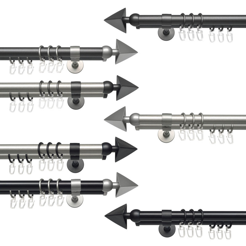 Arnak Lance Spear Curtain Rail, 3cm H x 130cm W x 20cm D, Silver and anthracite
