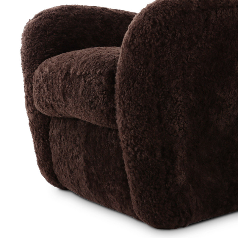 Amelie Chair-Beige Shearling, Cocoa Shearling
