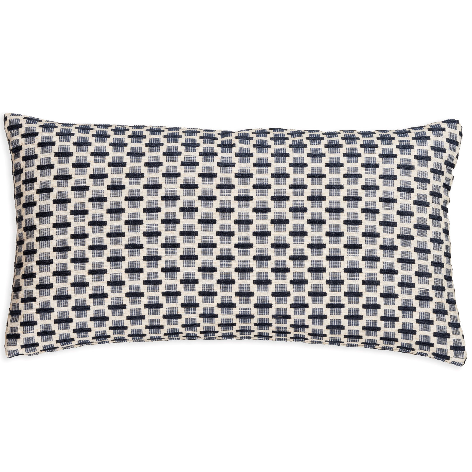 Hansah Throw Pillow, Indigo Geometric 2, Feather, Rectangle 12"H x 21"W