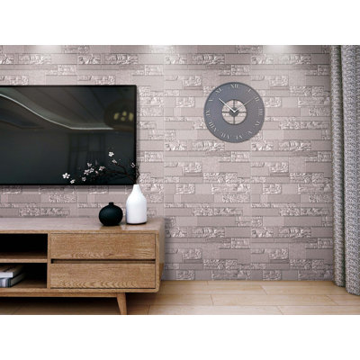 Pale Copper Faux Bricks, Stones 3D Wall Panel, Peel And Stick Wall Sticker, Self-Adhesive Foam Wallpaper For Interior Design Wall Panelling Decor, 2.3Ft X 2.3Ft, 5.29 Sq Ft Each, 5-Pack