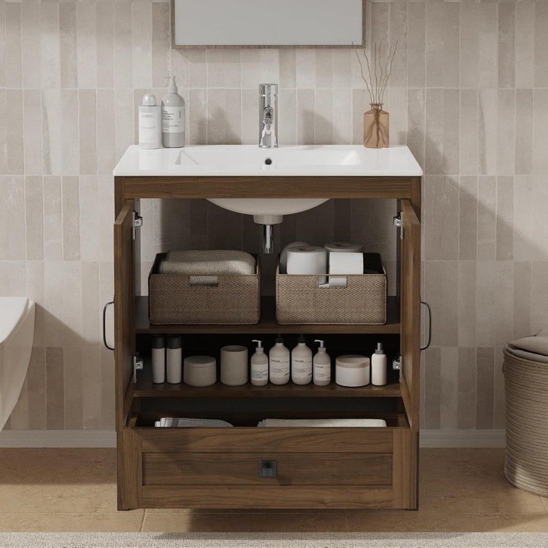 Meuble-lavabo en bois 30 po, brun 3002, Brun, 30"