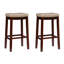 Tabouret de comptoir en bois massif de 26,5 po avec siège rembourré en cuir végétalien Arlyce-1891881079-1897219076