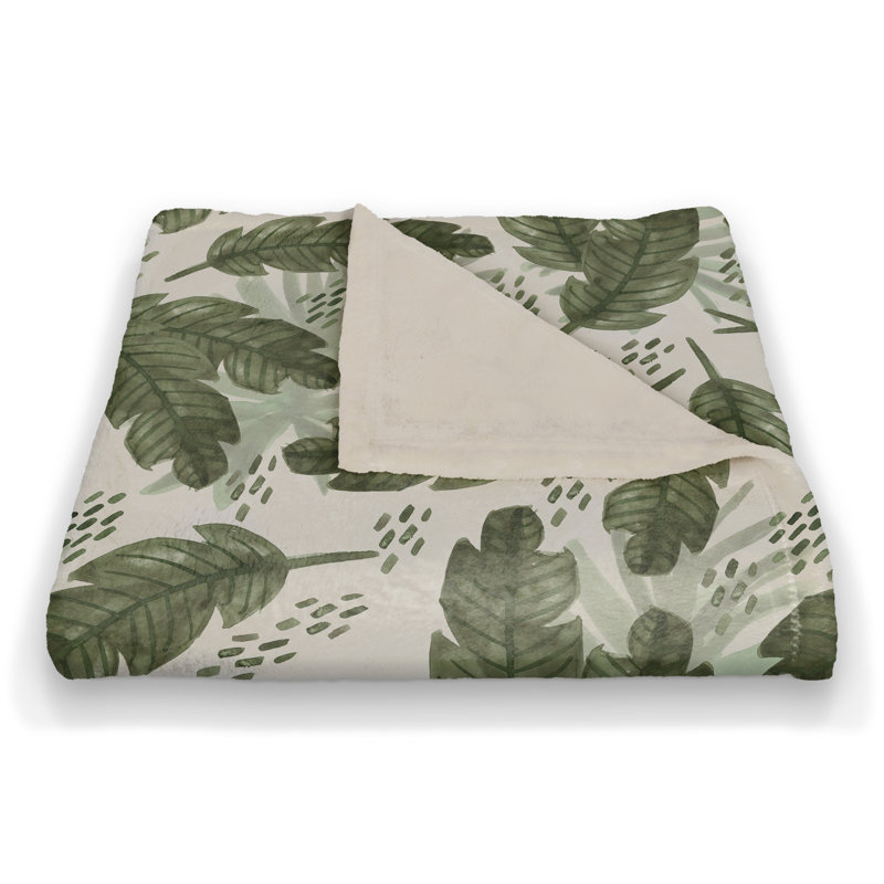  Jeté polaire à feuilles tropicales
