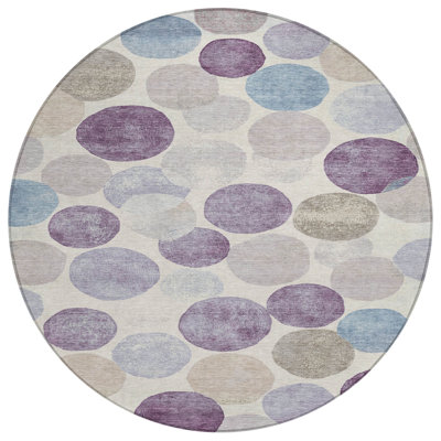 Machine Washable Indoor/Outdoor Xhevrie Plum Rug