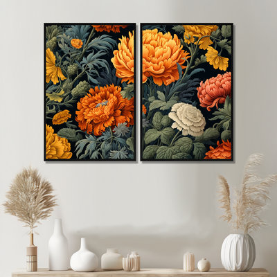 Orange orange souci vert Brilliance II - art mural orange 2 panneaux