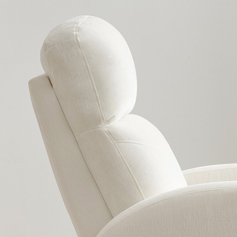 Fauteuil inclinable électrique berçant en tissu Delba, Chenille blanche, No