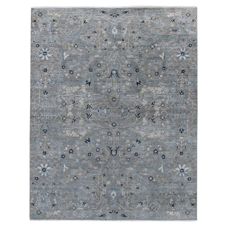 Bristol Henley Wool Floral Area Rug in Silver, Rectangle 2' x 3'