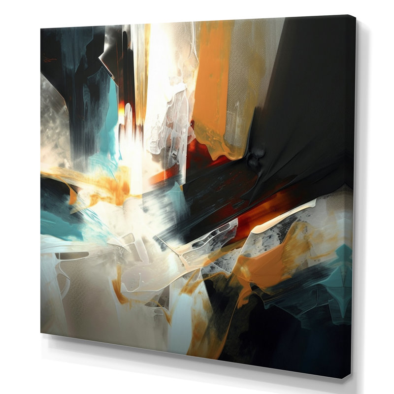 «Orange and Blue Abstract Mixed Colors III - Minimalisme», impressions sur toile, H 36 po x l 36 po x P 1,5 po, Toile tendue