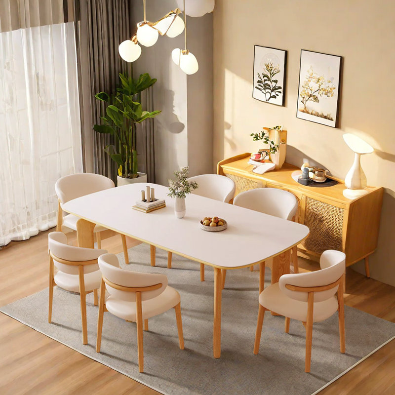 Ensemble de salle à manger rectangulaire Shelisa, Brun orangé, H 29,5 po x L 70,8 po x l 35,4 po