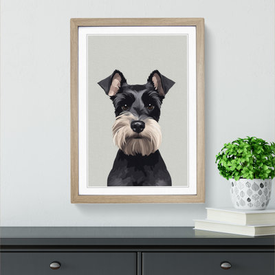 Schnauzer Minimalism No.3 - Single Picture Frame Print on Wood
