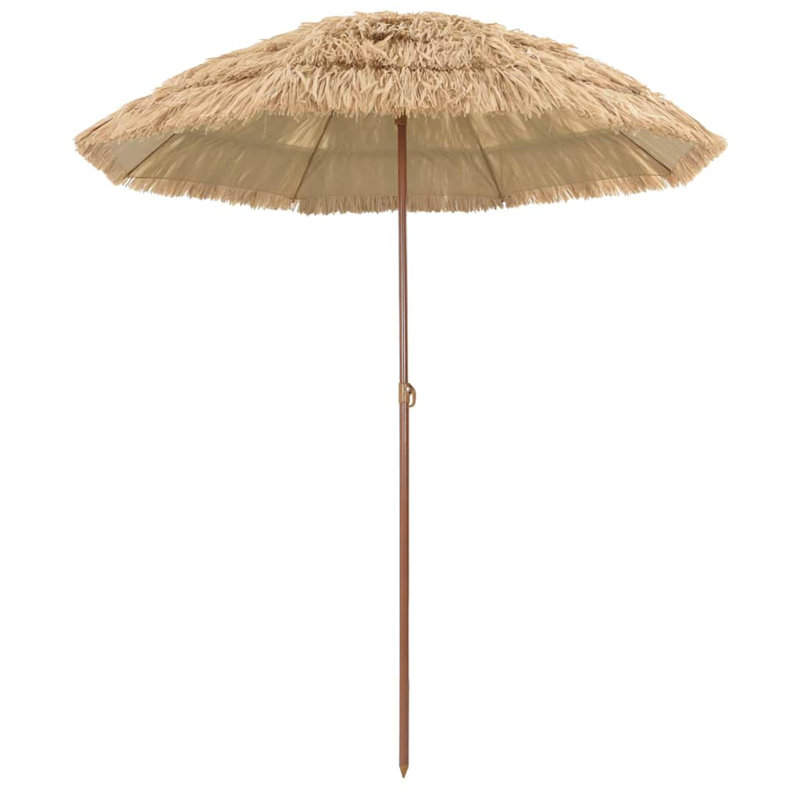 Beach Parasol Natural Polyester and Steel Outdoor Umbrella Sun Shade, 196cm H x 160cm W x 160cm D, Brown