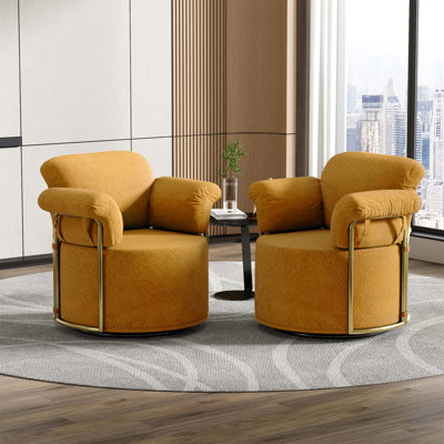 Fauteuil d'appoint pivotant à 360 degrés, fauteuil moelleux en tissu avec pieds en métal pour une assise confortable dans le salon, la chambre à coucher ou le bureau