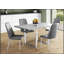 Élégante table de salle à manger rectangulaire en stratifié gris avec base chromée pour les cuisines et les salles à manger modernes-606072544