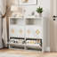 Armoire à chaussures avec tiroirs rabattables, armoire à chaussures autoportante mince, motif floral et poignées en forme de losange-117883177-117883178-126970628