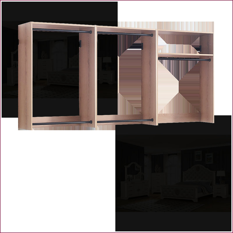 Closet Systems | Devi Modern Wall-Mounted Modular Oak Wood Closet | Oak | Wood