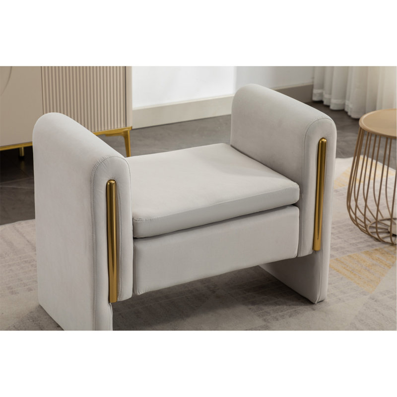 Banc de maquillage en velours, Gris clair