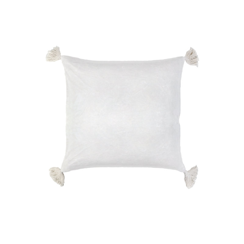 Bianca Velvet Pillow Cover & Insert, Square 20", Feather, White