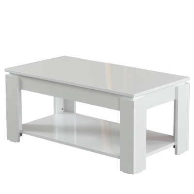 Table basse moderne blanche de 41,0 po x 18,5 po x 22,0 po | 100% panneau de particules enduit de mélamine, épaisseur: 0,7 pouce | Conception élégante de couleur unie, parfaite pour le salon et les espaces contemporains, finition durable et élégante