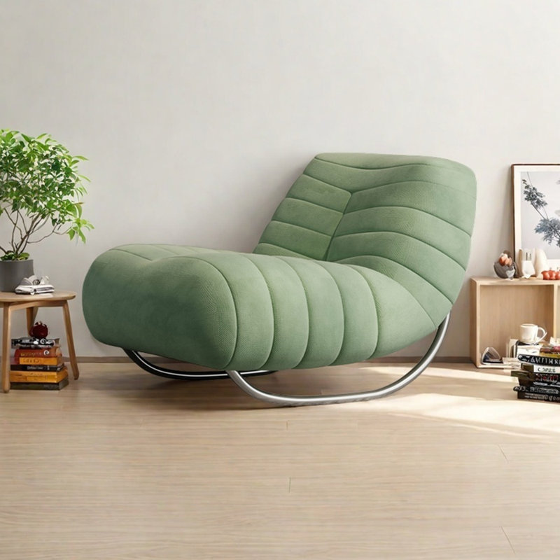 Chaise berçante en éponge avec base en acier inoxydable, Vert clair
