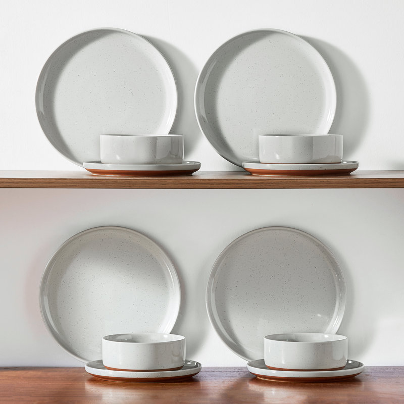 Piece Stoneware Dinnerware Set - Service for 4, Gray